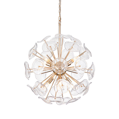 Modern 12-Light Flower-burst Dandelion Sputnik Globe Pendant Chandelier, Gold Finish