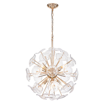 Modern 12-Light Flower-burst Dandelion Sputnik Globe Pendant Chandelier, Gold Finish