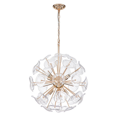 Modern 12-Light Flower-burst Dandelion Sputnik Globe Pendant Chandelier, Gold Finish