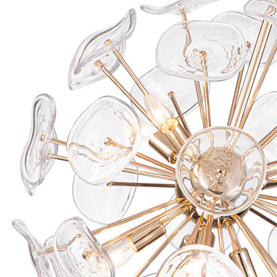 Modern 12-Light Flower-burst Dandelion Sputnik Globe Pendant Chandelier, Gold Finish