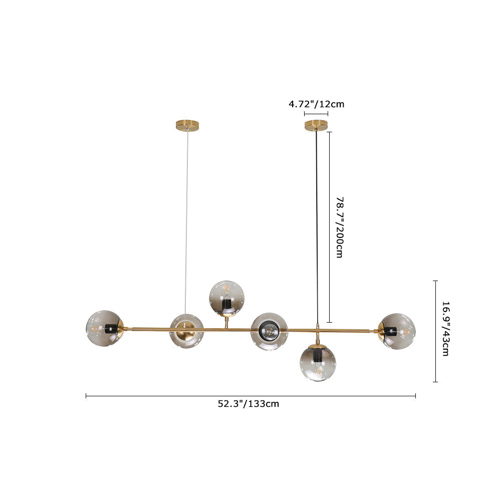6-light Glass Globe Linear Chandelier