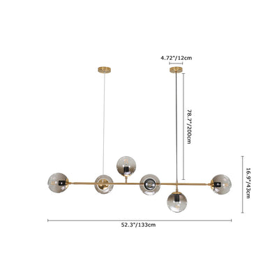 6-light Glass Globe Linear Chandelier