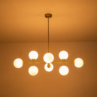 8-Light Linear Sputnik Frosted Glass Globe Chandelier