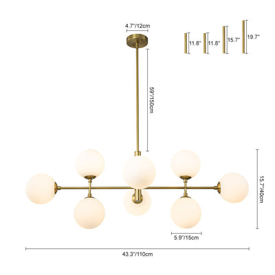 8-Light Linear Sputnik Frosted Glass Globe Chandelier