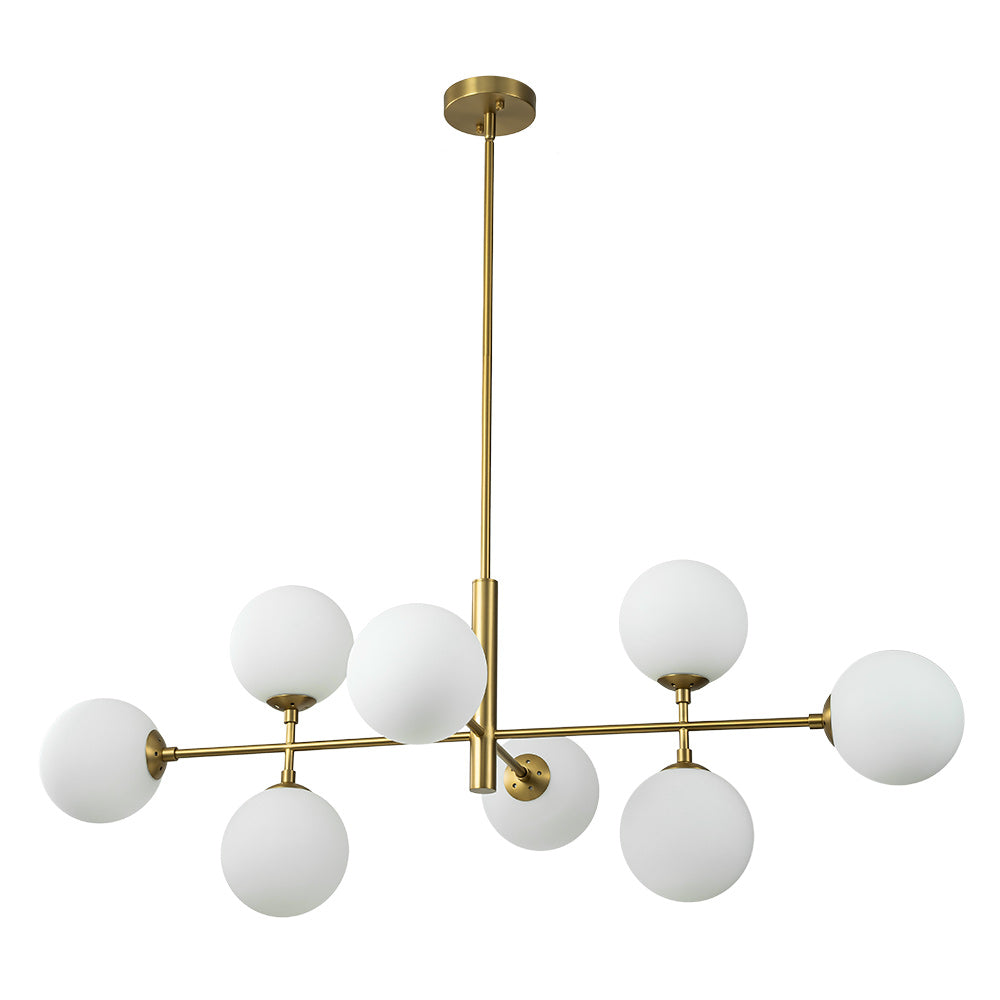8-Light Linear Sputnik Frosted Glass Globe Chandelier