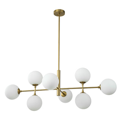 8-Light Linear Sputnik Frosted Glass Globe Chandelier