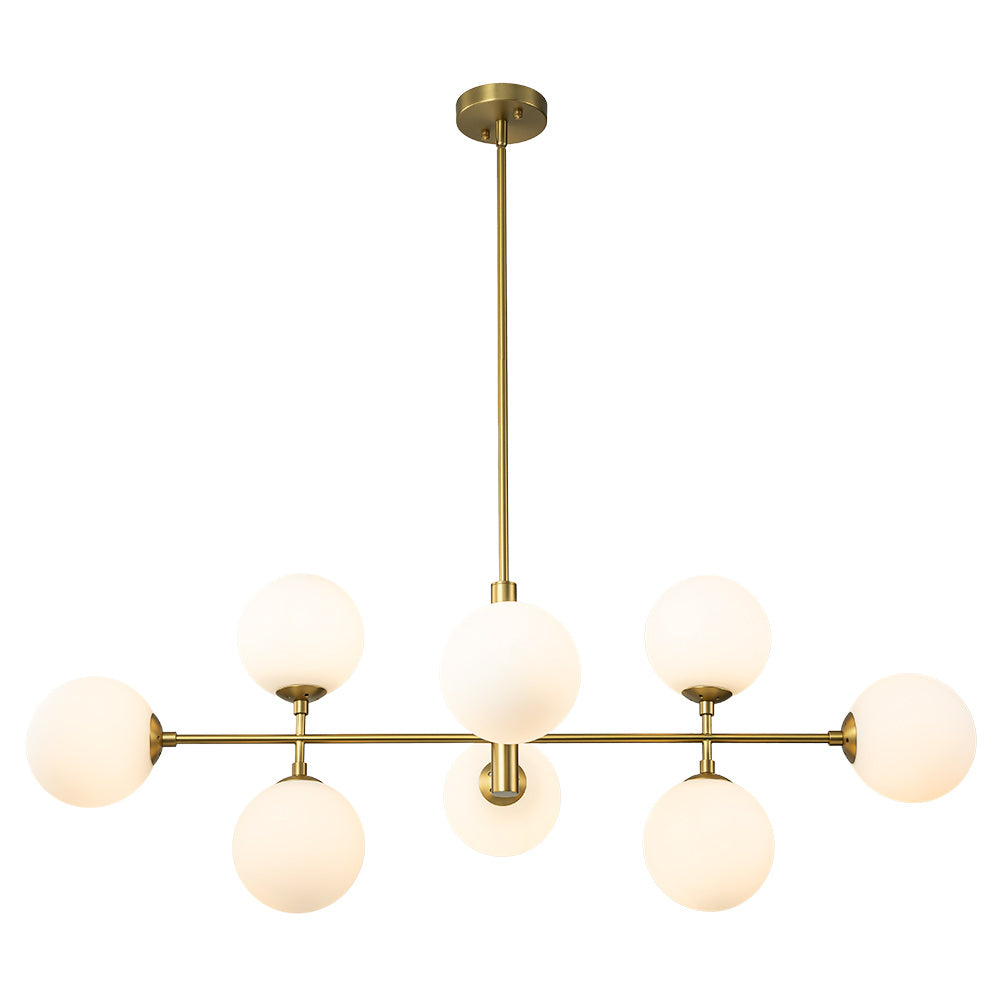 8-Light Linear Sputnik Frosted Glass Globe Chandelier