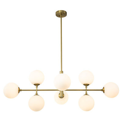 8-Light Linear Sputnik Frosted Glass Globe Chandelier