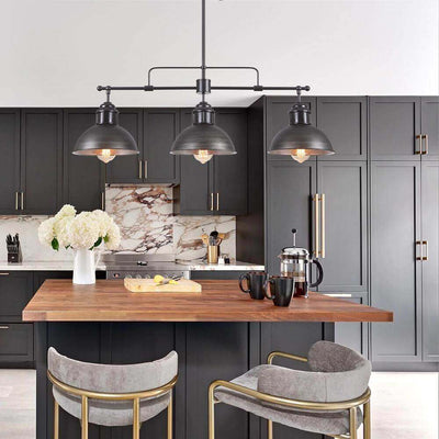 Industrial 3-light Island Pot Lid Dome Pendant
