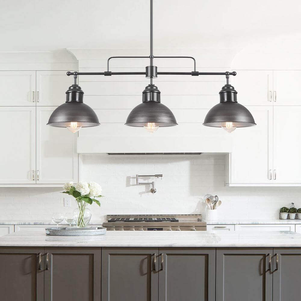 Industrial 3-light Island Pot Lid Dome Pendant