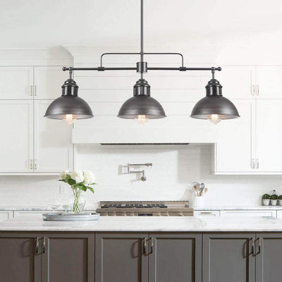 Industrial 3-light Island Pot Lid Dome Pendant