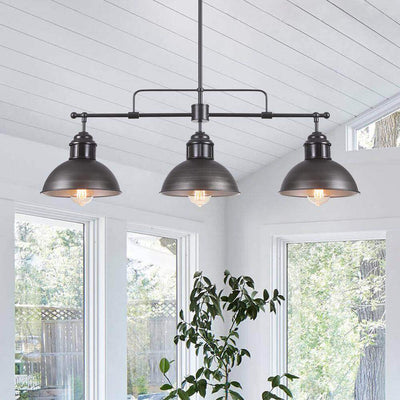 Industrial 3-light Island Pot Lid Dome Pendant