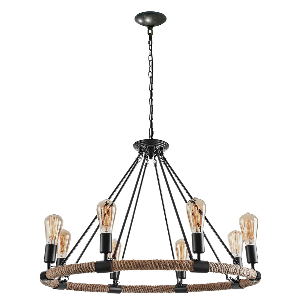 Rustic Industrial Vintage Edison Style Hemp Rope Pendant Light Fixture
