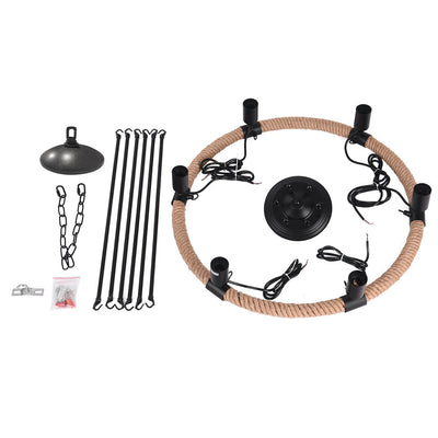 Rustic Industrial Vintage Edison Style Hemp Rope Pendant Light Fixture