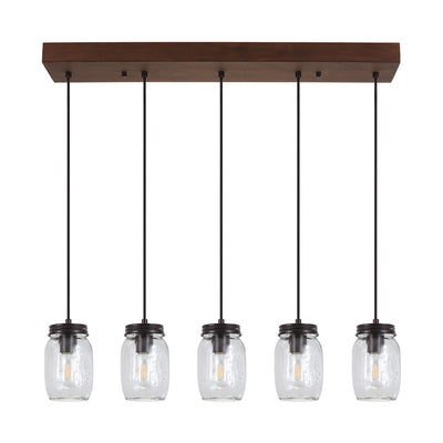 Modern Farmhouse 5-Light Mason Jar Kitchen Island Chandelier with Adjustable Cords