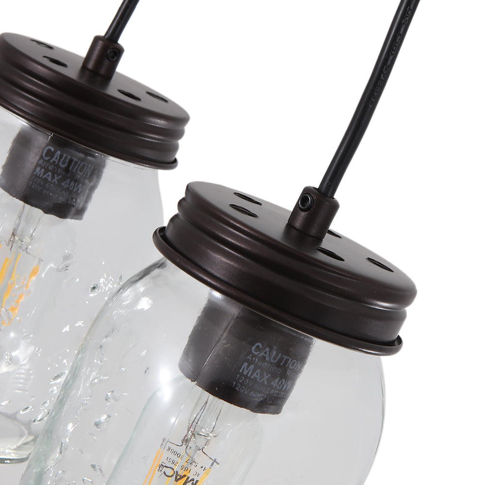 Modern Farmhouse 5-Light Mason Jar Kitchen Island Chandelier with Adjustable Cords