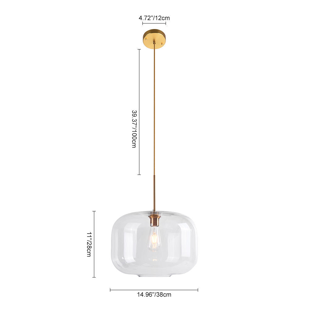 Elegant Mid-Century Modern Glass Pendant Light Fixture with Gold Finish Accent