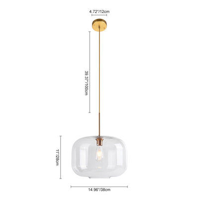 Elegant Mid-Century Modern Glass Pendant Light Fixture with Gold Finish Accent