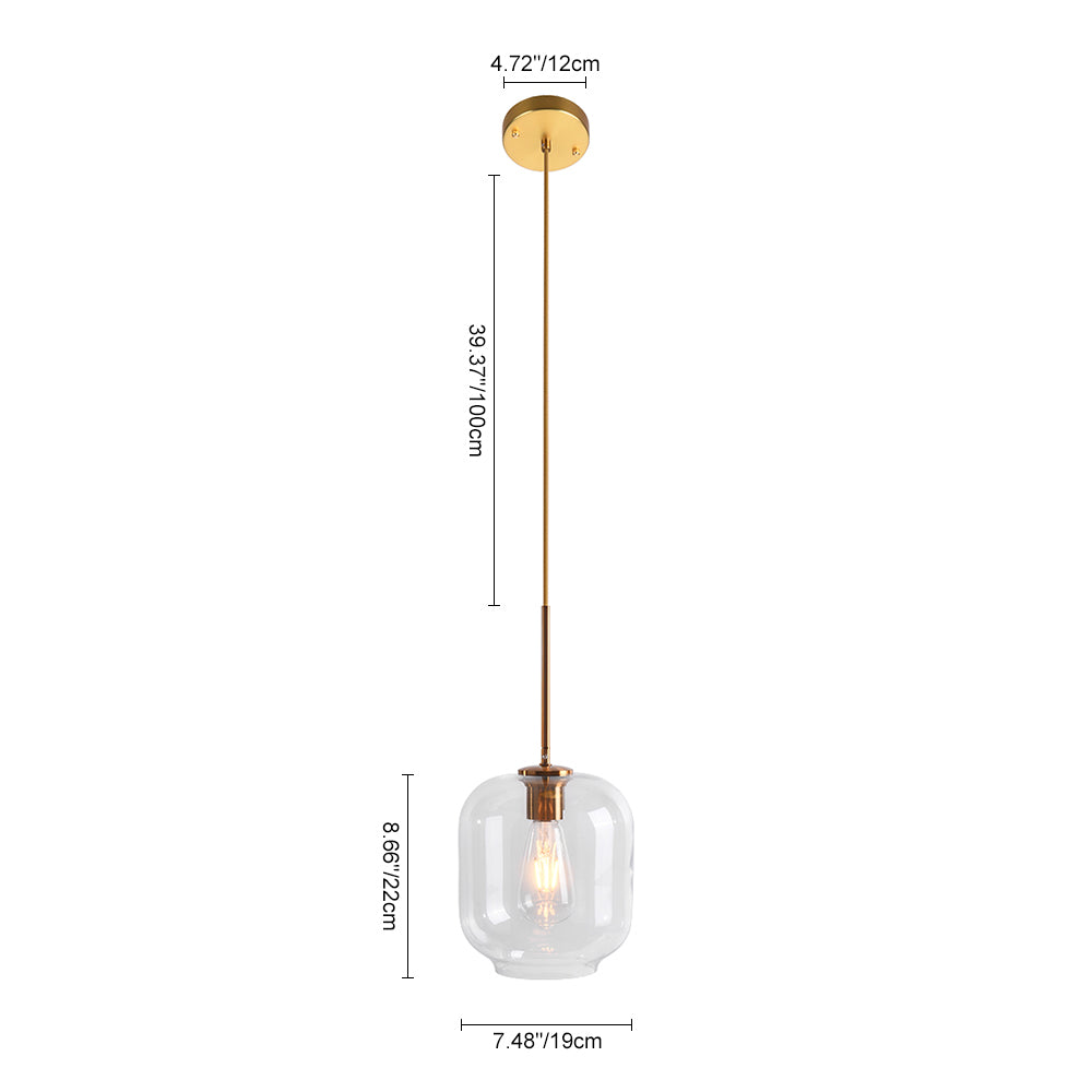 Elegant Mid-Century Modern Glass Pendant Light Fixture with Gold Finish Accent