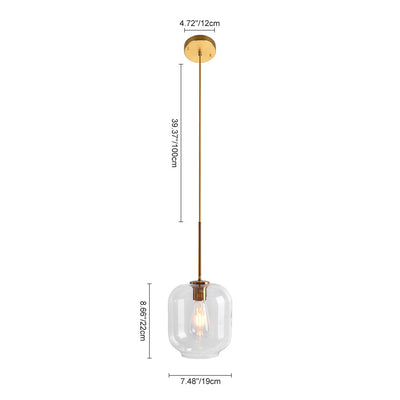 Elegant Mid-Century Modern Glass Pendant Light Fixture with Gold Finish Accent
