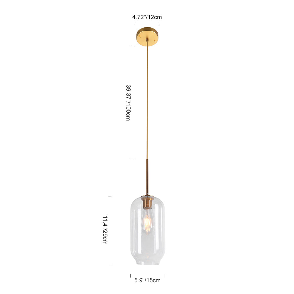 Elegant Mid-Century Modern Glass Pendant Light Fixture with Gold Finish Accent