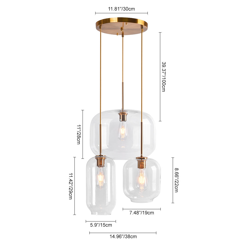 Elegant Mid-Century Modern Glass Pendant Light Fixture with Gold Finish Accent