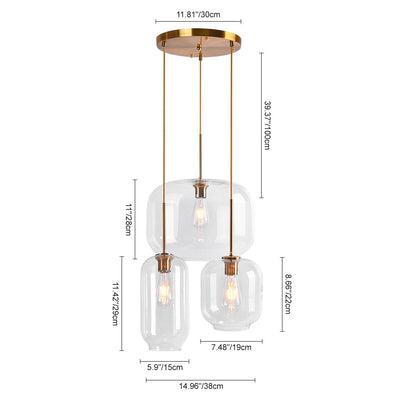 Elegant Mid-Century Modern Glass Pendant Light Fixture with Gold Finish Accent