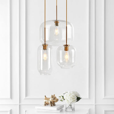 Elegant Mid-Century Modern Glass Pendant Light Fixture with Gold Finish Accent