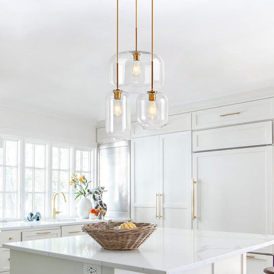 Elegant Mid-Century Modern Glass Pendant Light Fixture with Gold Finish Accent