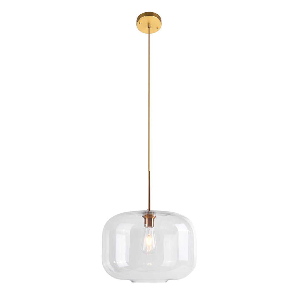 Elegant Mid-Century Modern Glass Pendant Light Fixture with Gold Finish Accent