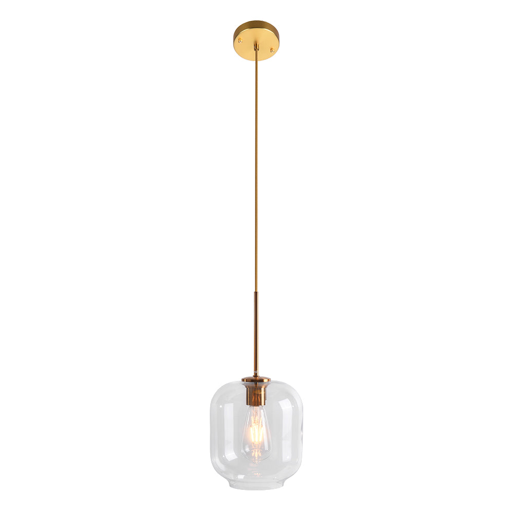 Elegant Mid-Century Modern Glass Pendant Light Fixture with Gold Finish Accent