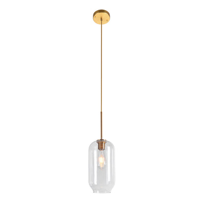 Elegant Mid-Century Modern Glass Pendant Light Fixture with Gold Finish Accent