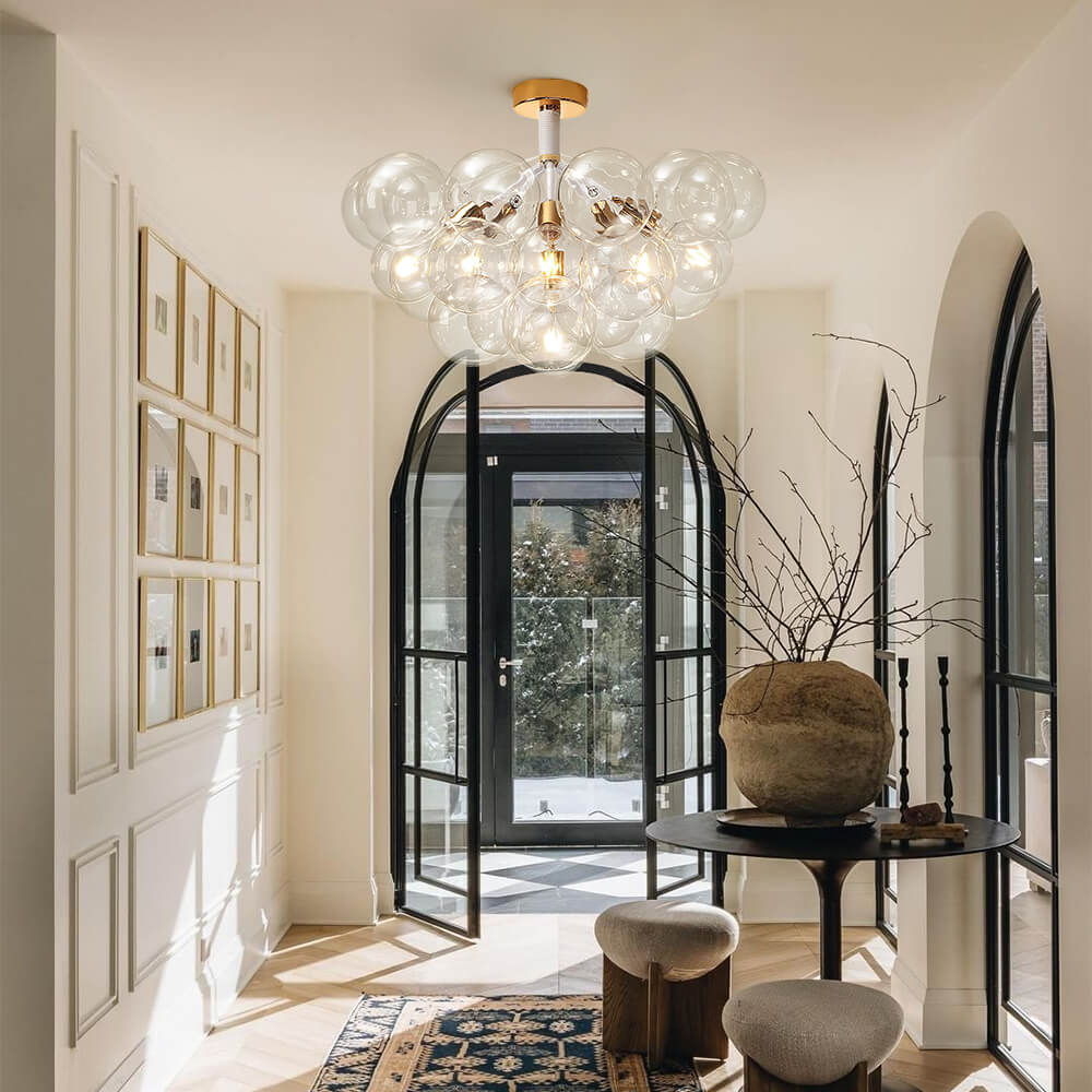 Modern Cluster Glass Bubble Chandelier / Semi Flush