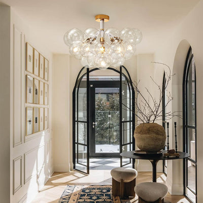 Modern Cluster Glass Bubble Chandelier / Semi Flush