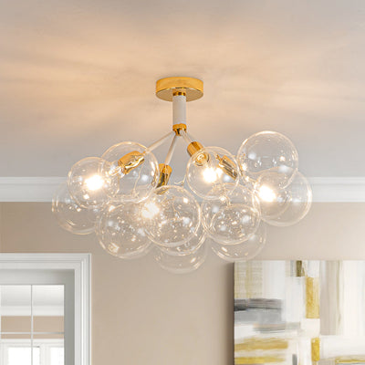 Modern Cluster Glass Bubble Chandelier / Semi Flush