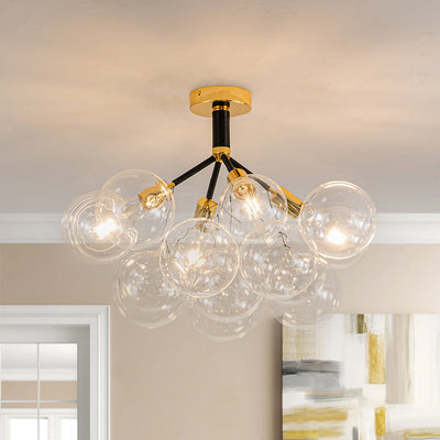 Modern Cluster Glass Bubble Chandelier / Semi Flush