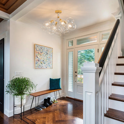 Modern Cluster Glass Bubble Chandelier / Semi Flush