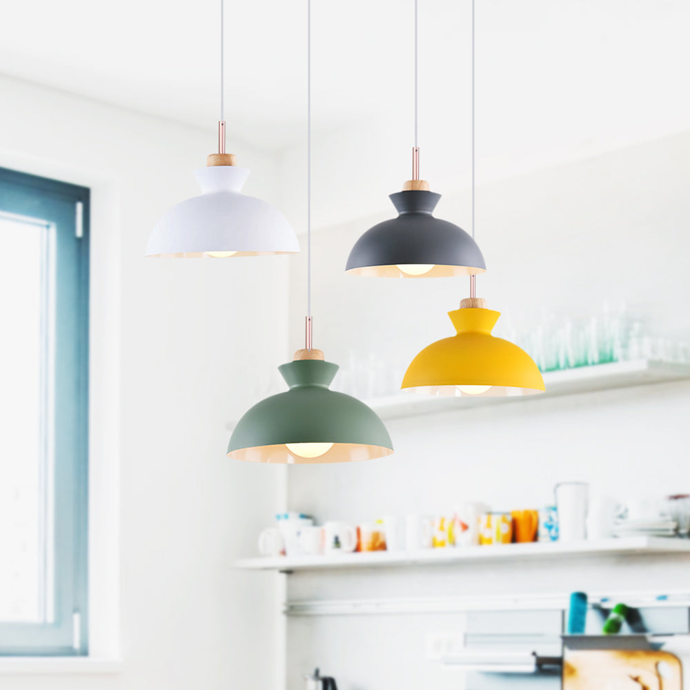 Modern Dome Metal Hanging Pendant Light with Adjustable Cord for Kitchen Dining