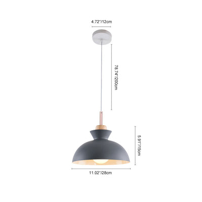 Modern Dome Metal Hanging Pendant Light with Adjustable Cord for Kitchen Dining