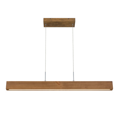 Modern Linear LED Pendant Light, Solid Wood Kitchen Island Dining Room Fixture