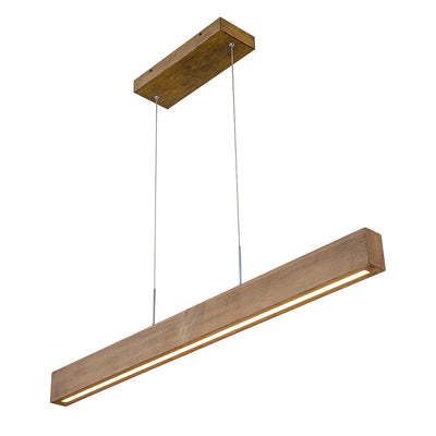 Modern Linear LED Pendant Light, Solid Wood Kitchen Island Dining Room Fixture