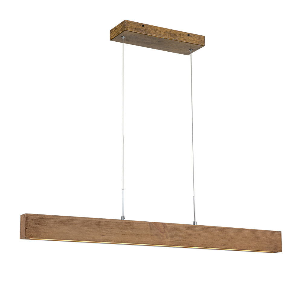 Modern Linear LED Pendant Light, Solid Wood Kitchen Island Dining Room Fixture