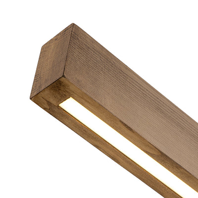 Modern Linear LED Pendant Light, Solid Wood Kitchen Island Dining Room Fixture