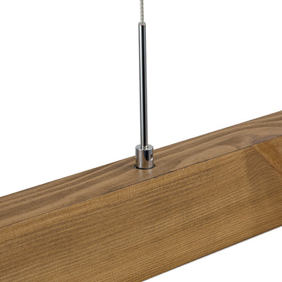 Modern Linear LED Pendant Light, Solid Wood Kitchen Island Dining Room Fixture