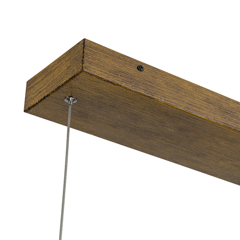 Modern Linear LED Pendant Light, Solid Wood Kitchen Island Dining Room Fixture