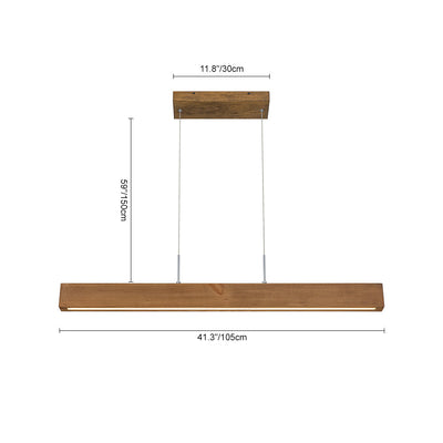 Modern Linear LED Pendant Light, Solid Wood Kitchen Island Dining Room Fixture
