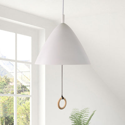 Modern Cone Shade Metal Hanging Pendant Light with Adjustable Pull String Switch