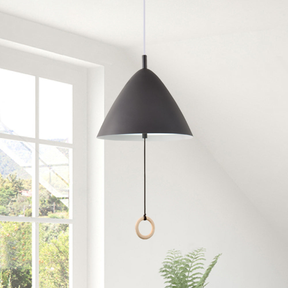 Modern Cone Shade Metal Hanging Pendant Light with Adjustable Pull String Switch