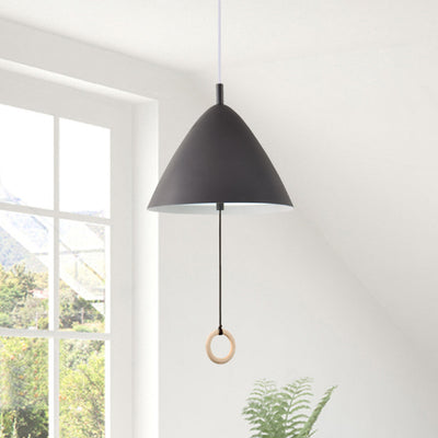 Modern Cone Shade Metal Hanging Pendant Light with Adjustable Pull String Switch