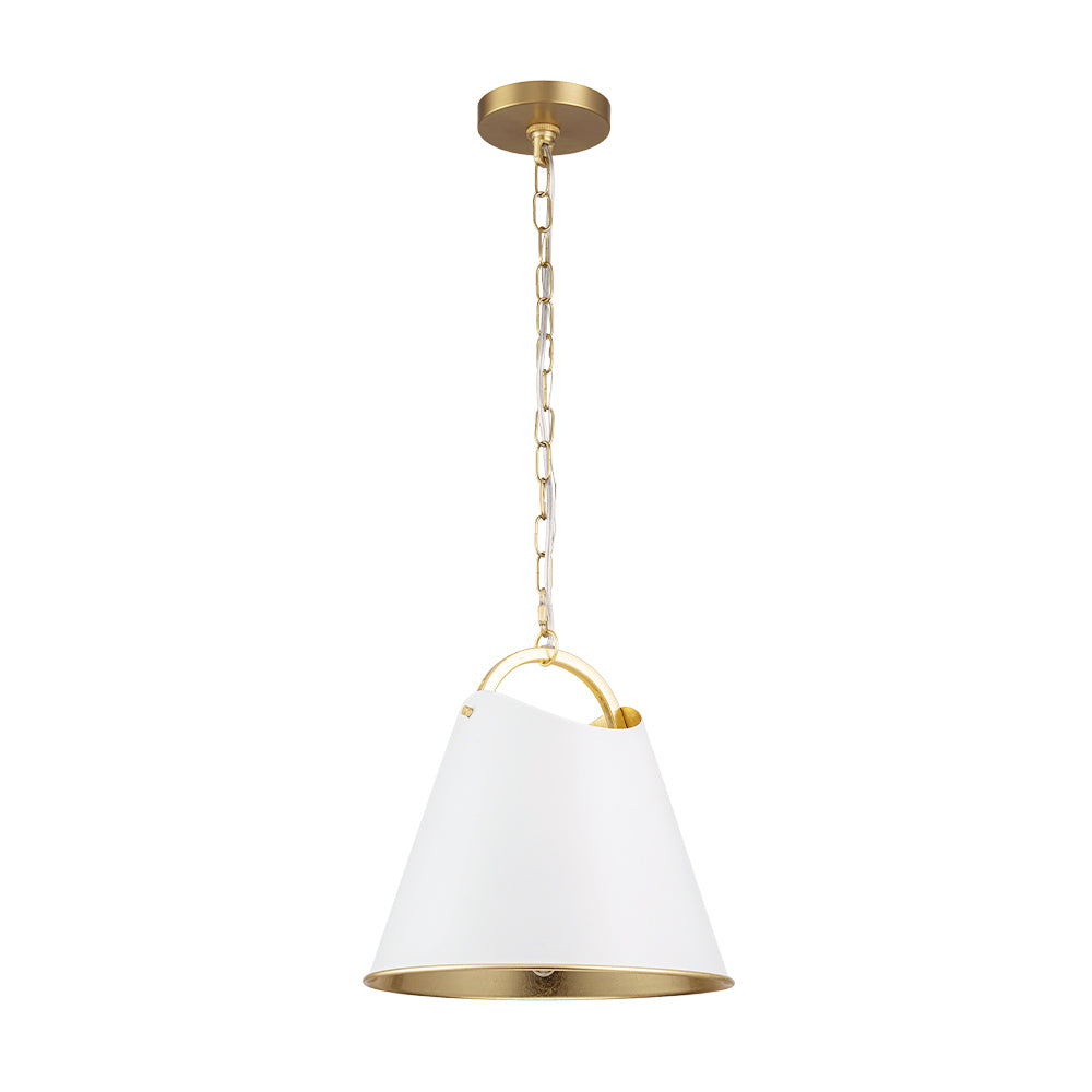 Modern Elegant 1-Light Gold Leaf Hanging Metal Barrel Pendant Fixture
